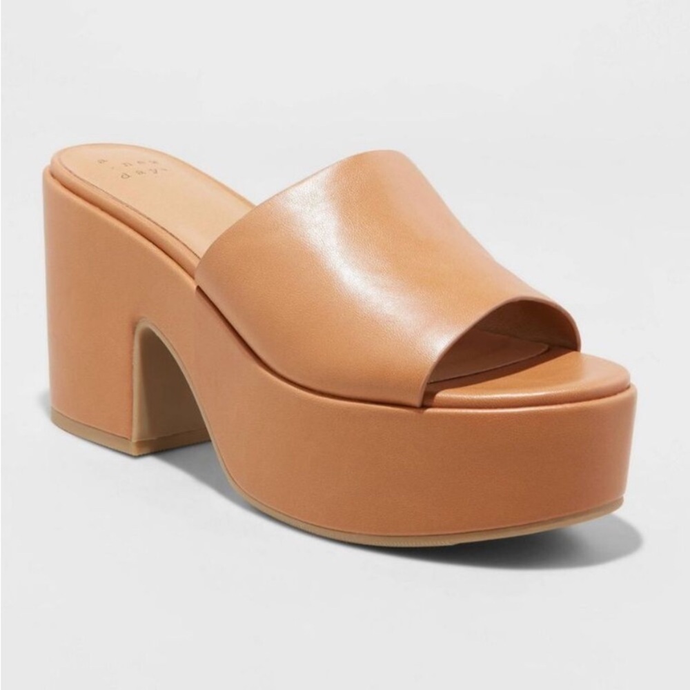 a new day Tan Platform Slide Sandals